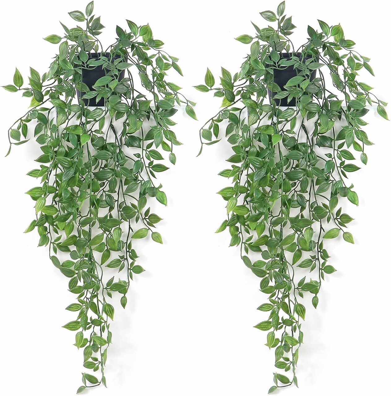 Artificial Hanging Plants Fake Small Potted Plants Faux Mandala Vines Plastic Greenery Plants for Living Room Shelf Tabletop Decor (2 PCS)